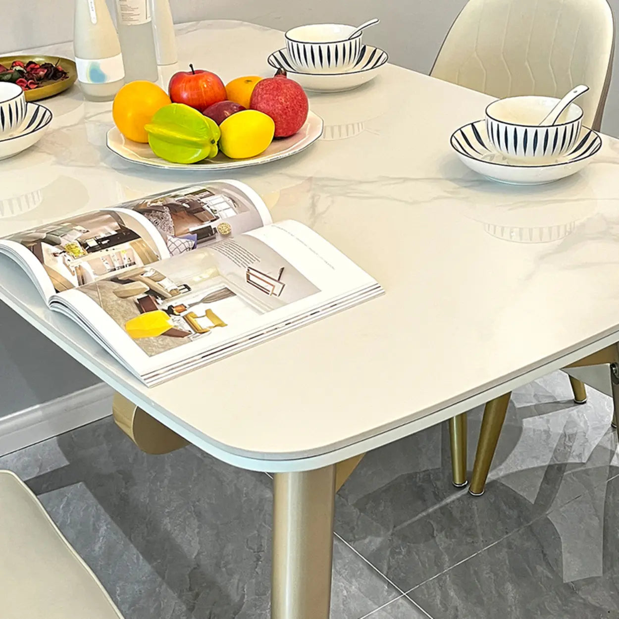 Modern Scratch-Resistant Oval Self-Storing Dining Table