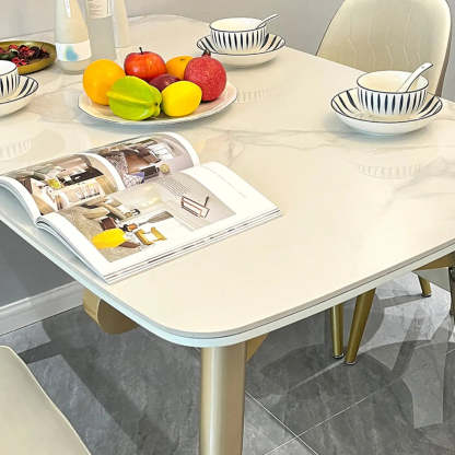 Modern Scratch-Resistant Oval Self-Storing Dining Table