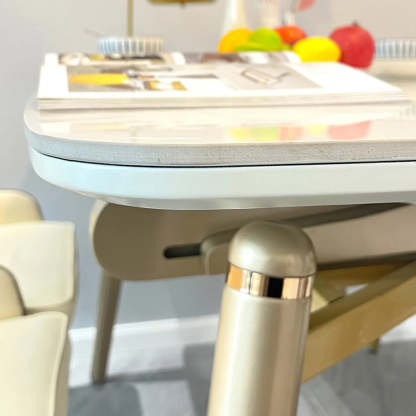 Modern Scratch-Resistant Oval Self-Storing Dining Table