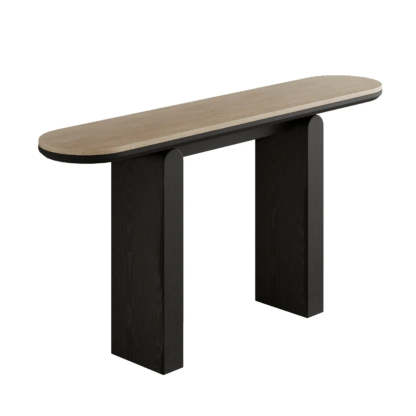 Modern Oval Stone Top Console Table — Brown