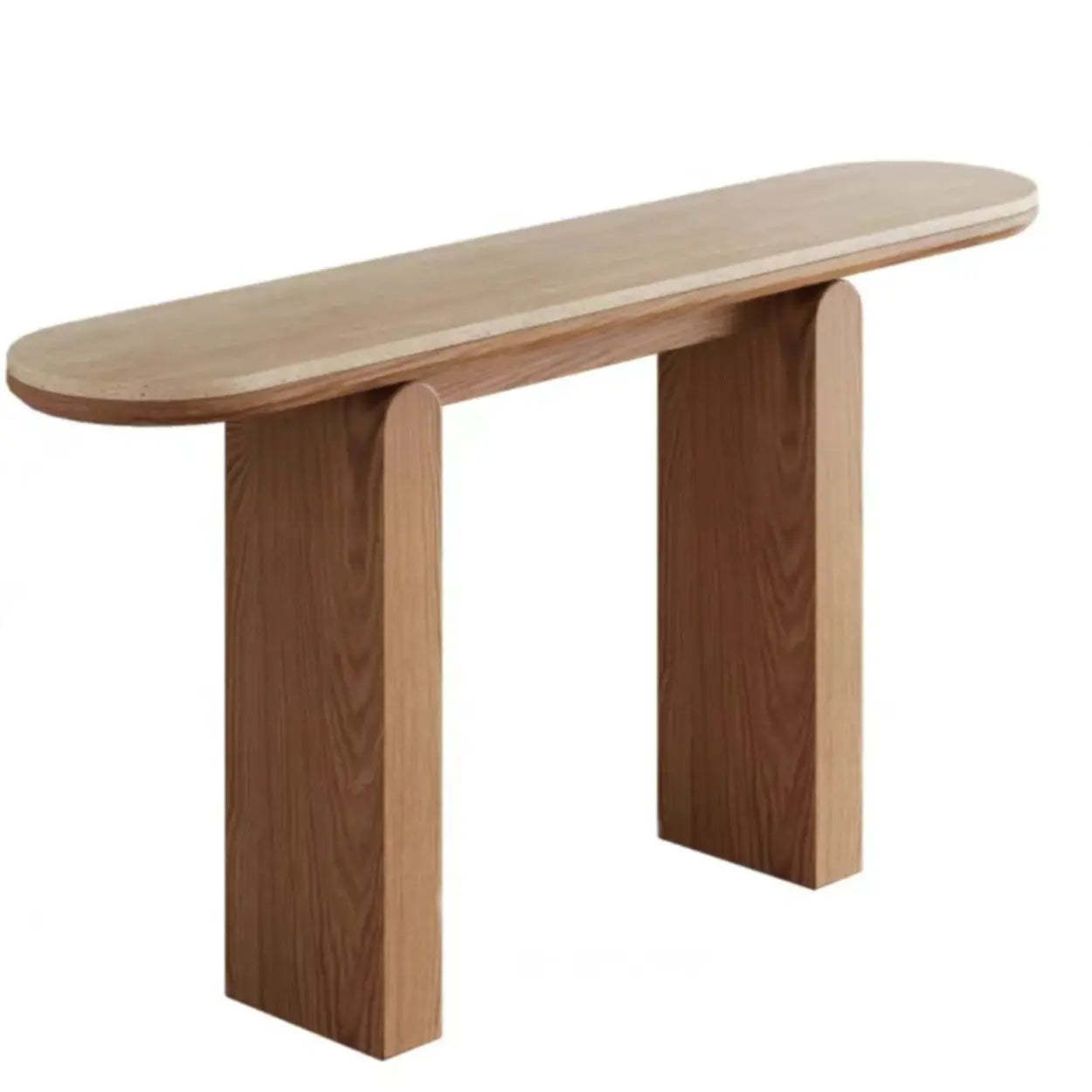Modern Oval Stone Top Console Table — Black