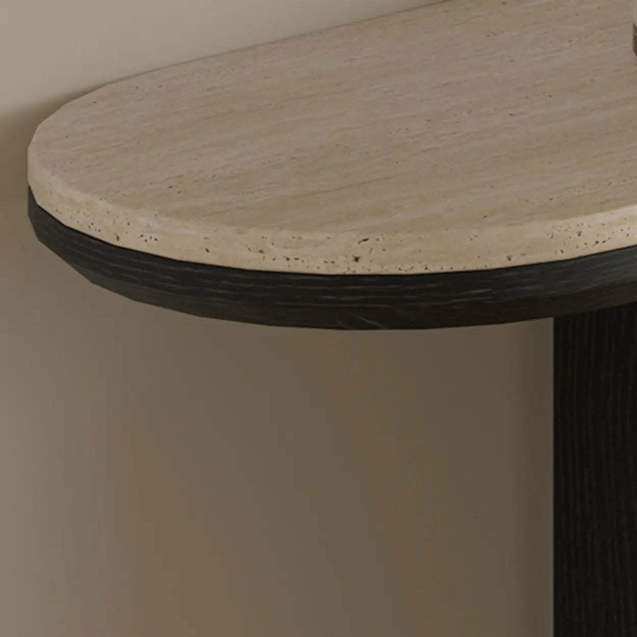 Modern Oval Stone Top Console Table — Black