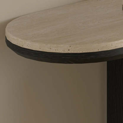 Modern Oval Stone Top Console Table — Black
