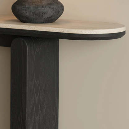 Modern Oval Stone Top Console Table — Brown