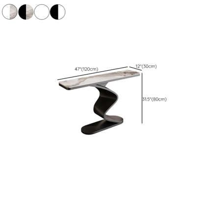 Modern Stone Top Curved-Base Console Table — White / Beige