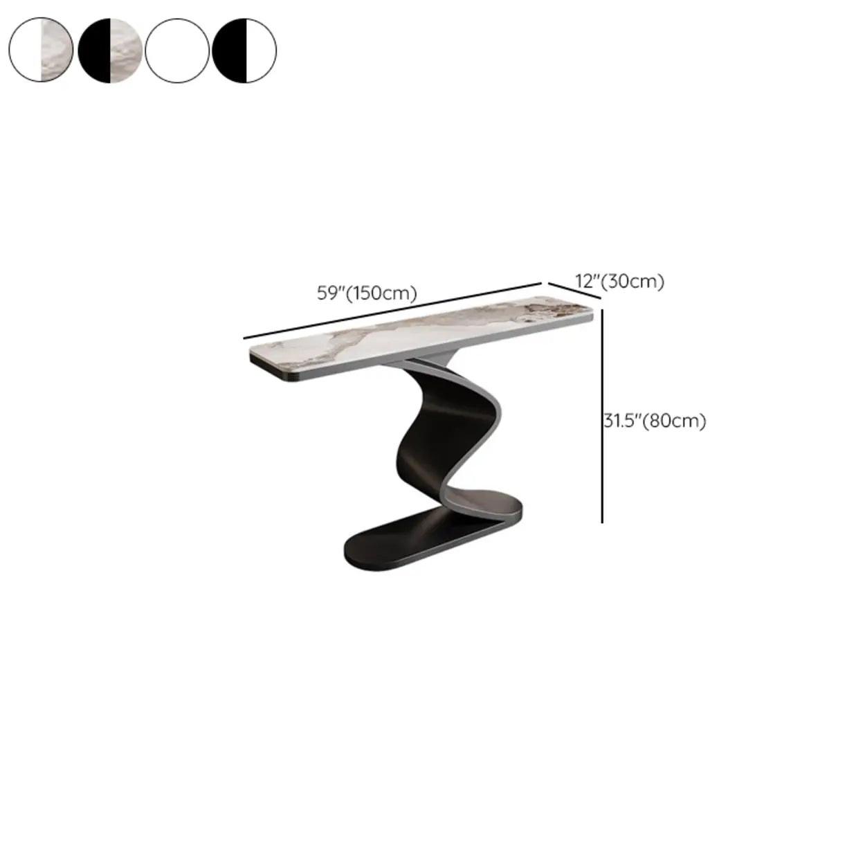 Modern Stone Top Curved-Base Console Table