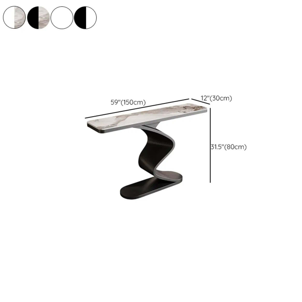 Modern Stone Top Curved-Base Console Table