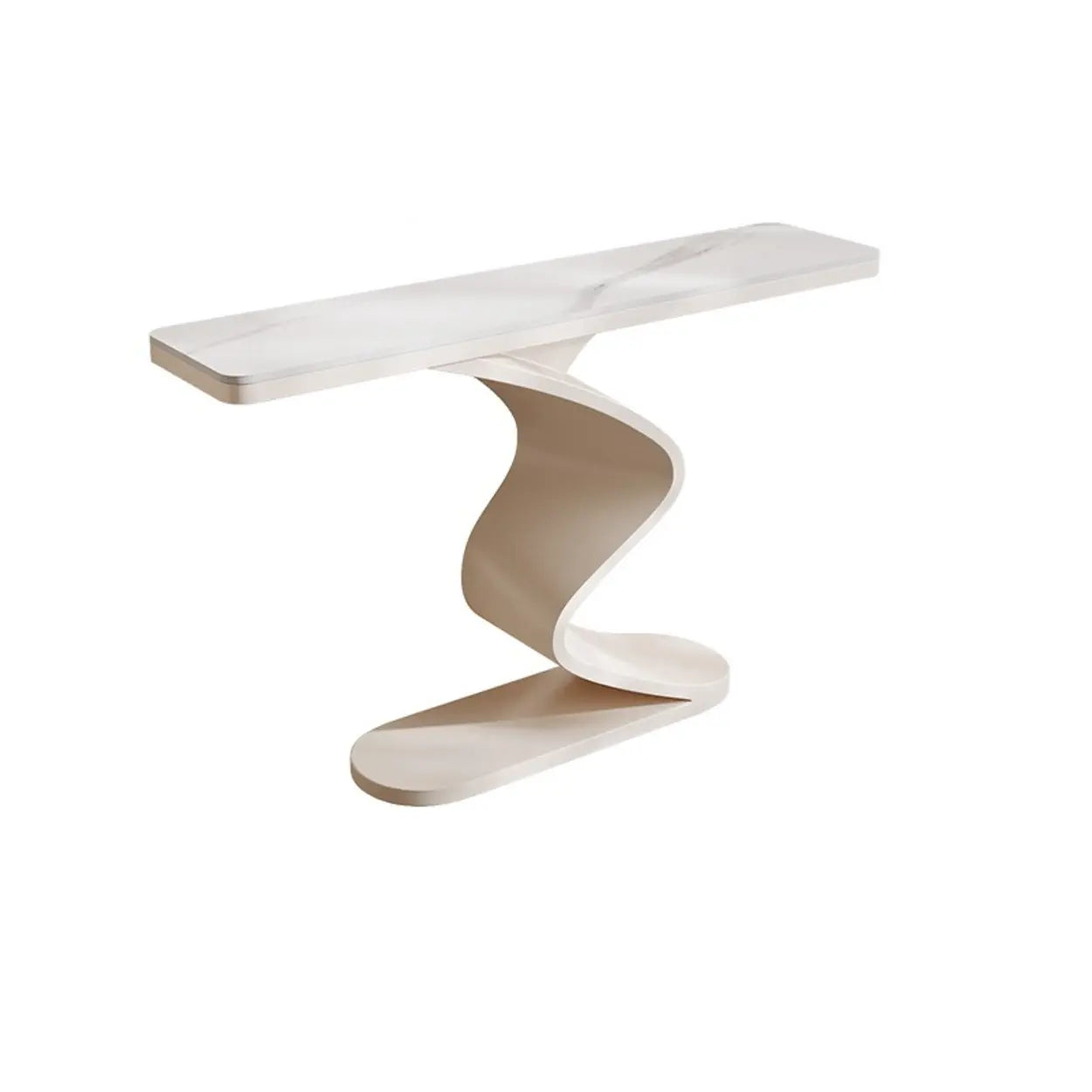 Modern Stone Top Curved-Base Console Table — Black / White