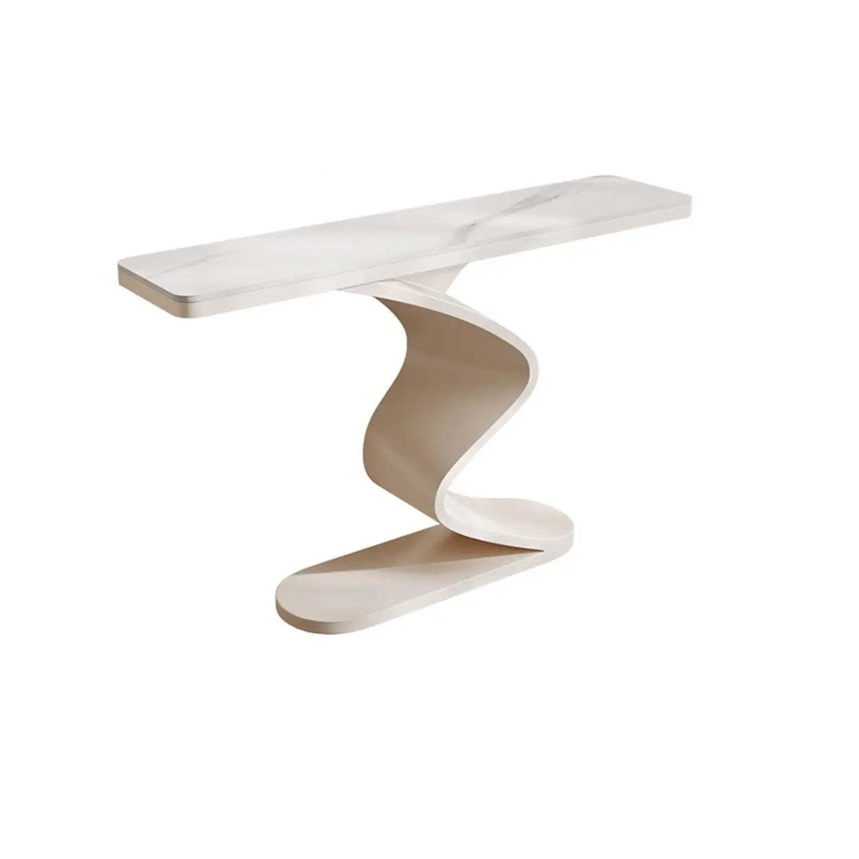 Modern Stone Top Curved-Base Console Table — Black / White