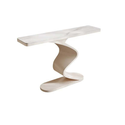 Modern Stone Top Curved-Base Console Table — Black / White