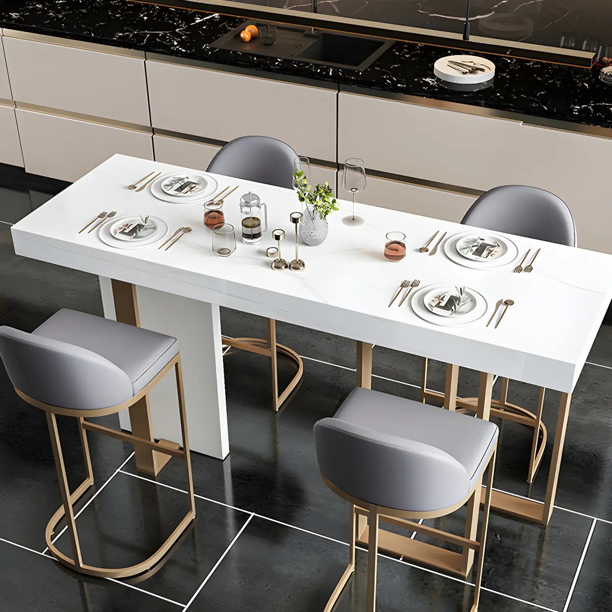 Modern Scratch Resistant White Marble Bar Table