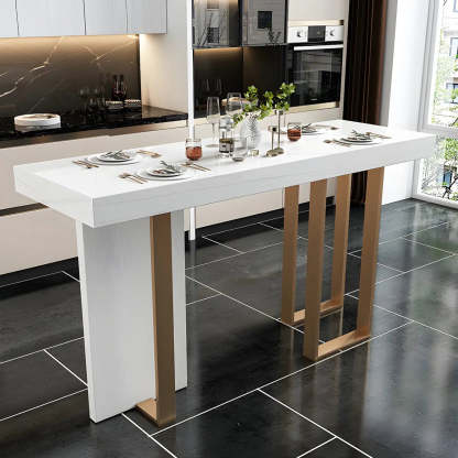 Modern Scratch Resistant White Marble Bar Table — Table Only