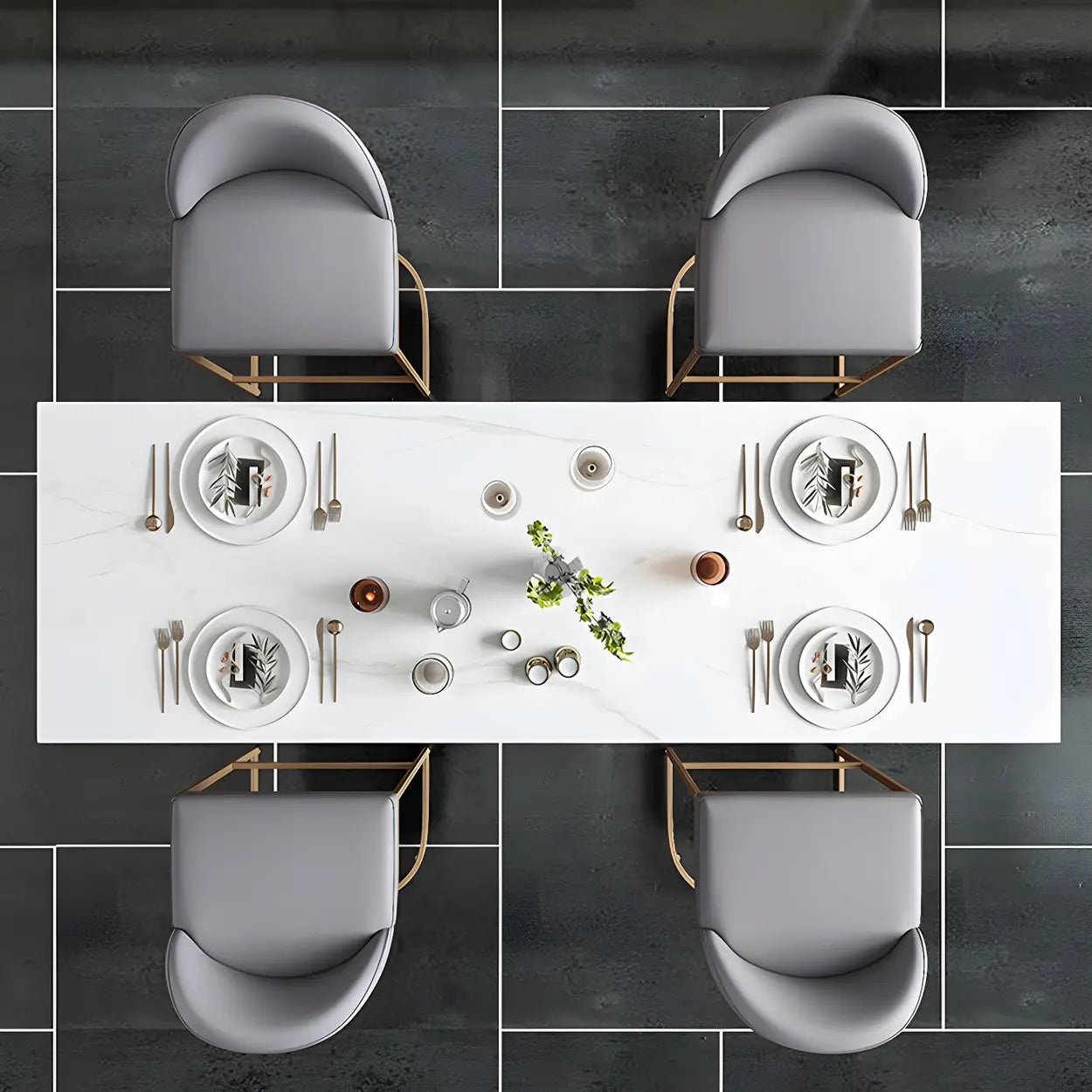 Modern Scratch Resistant White Marble Bar Table — Table Only