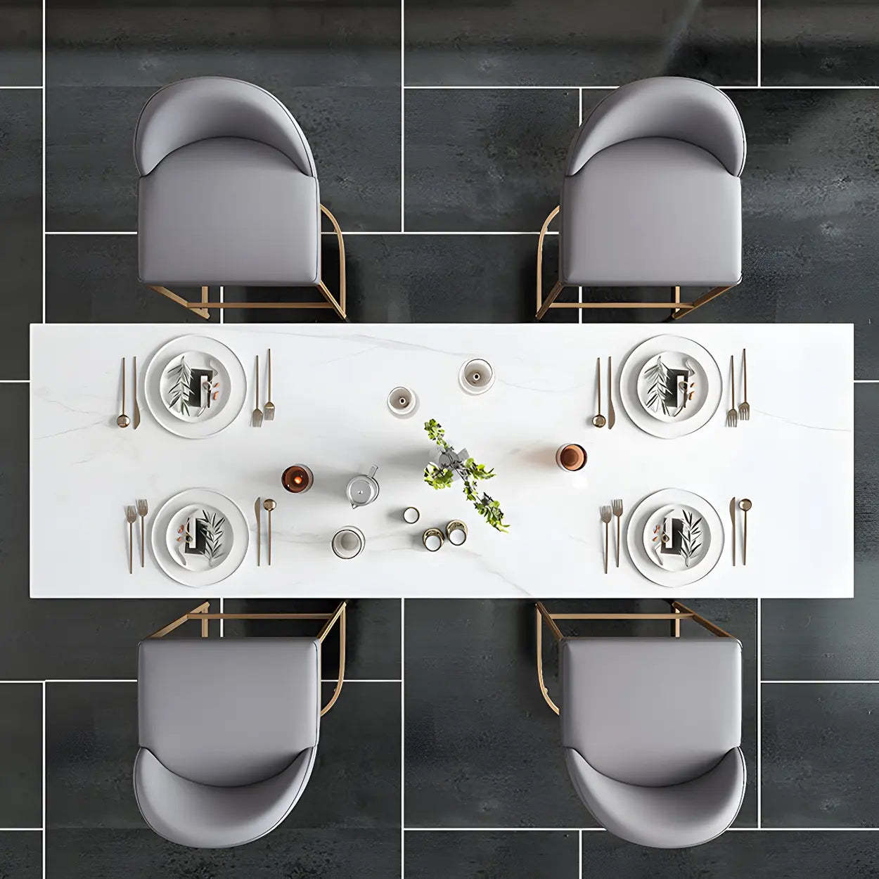 Modern Scratch Resistant White Marble Bar Table — Table Only