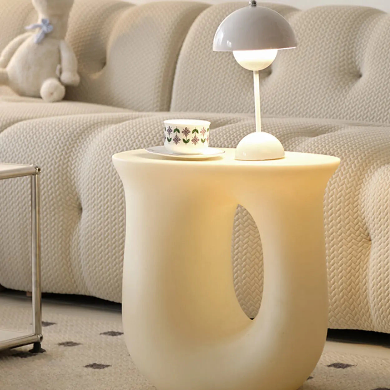 Modern Sculptural Acrylic White Side Table — Black