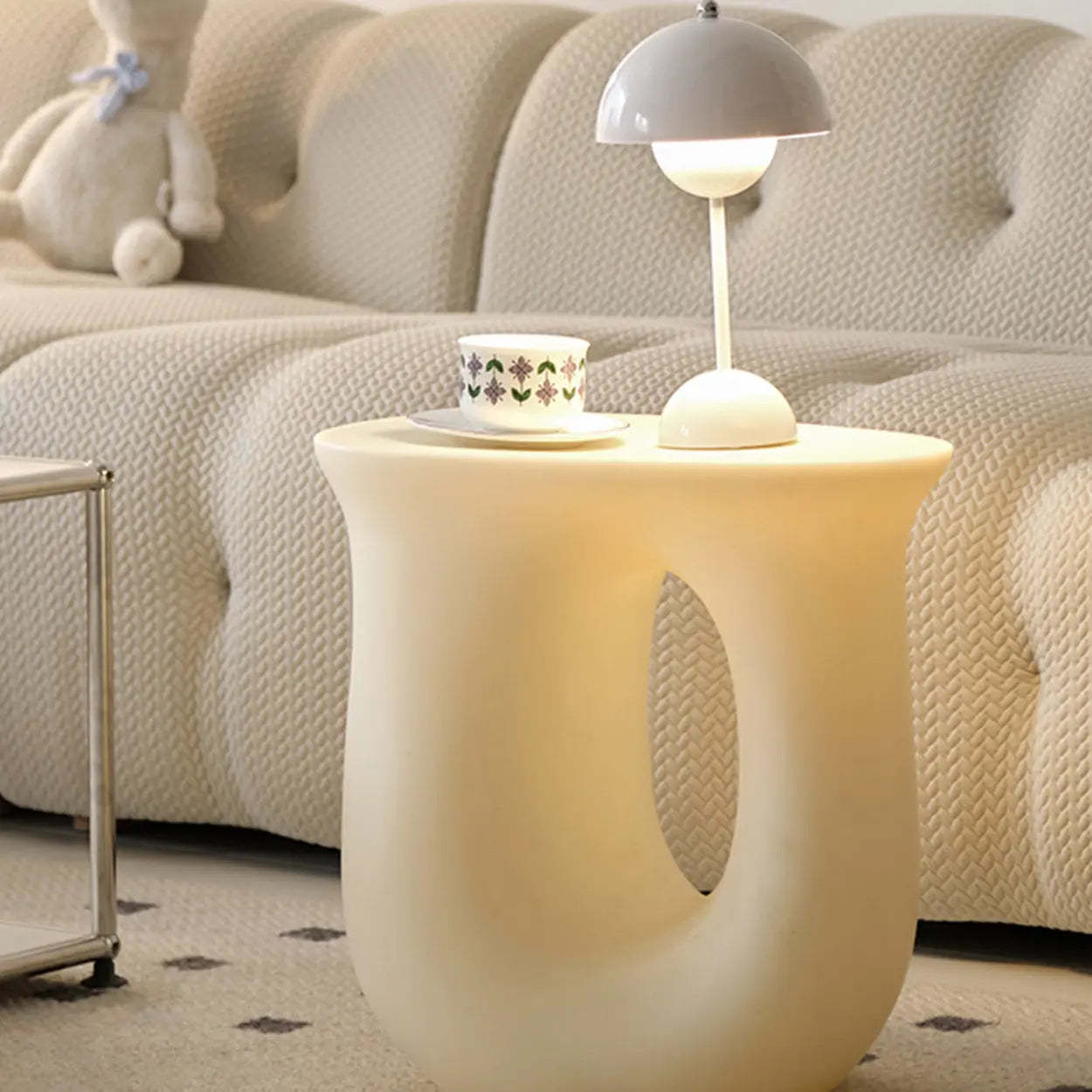 Modern Sculptural Acrylic White Side Table — Black