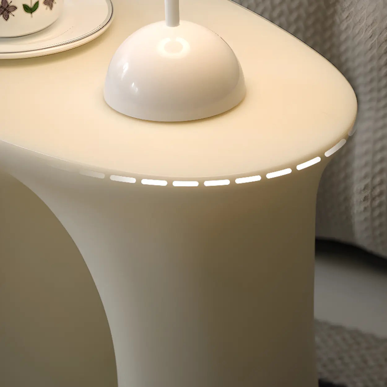 Modern Sculptural Acrylic White Side Table — Brown