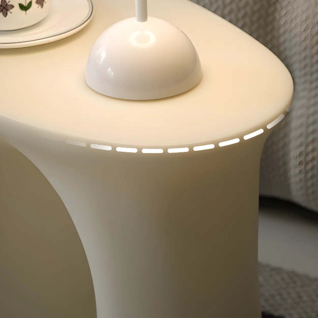 Modern Sculptural Acrylic White Side Table — Brown
