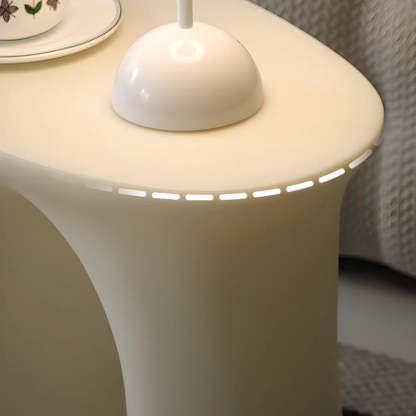 Modern Sculptural Acrylic White Side Table — Brown