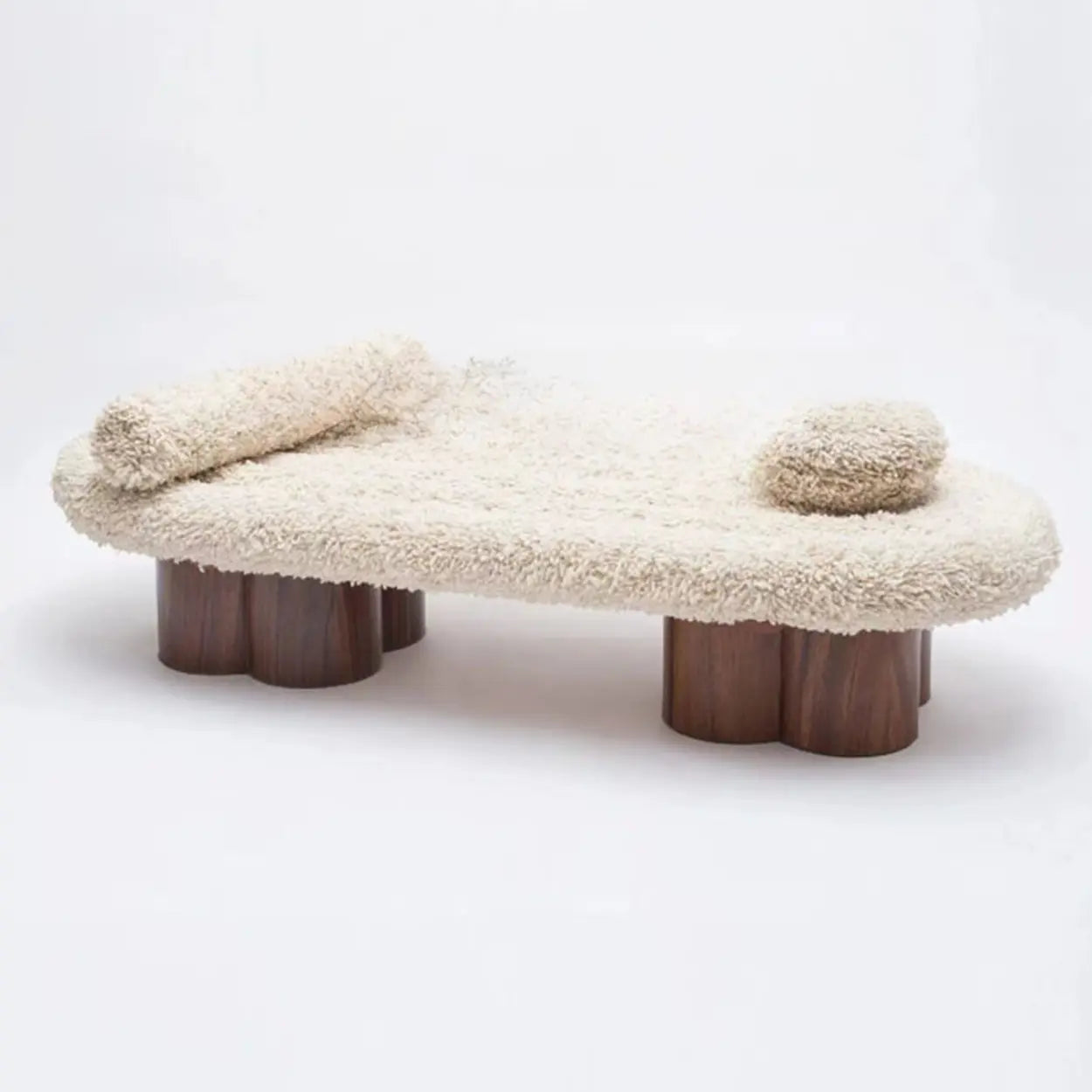 Modern Shearling Cloud Daybed with Wood Legs