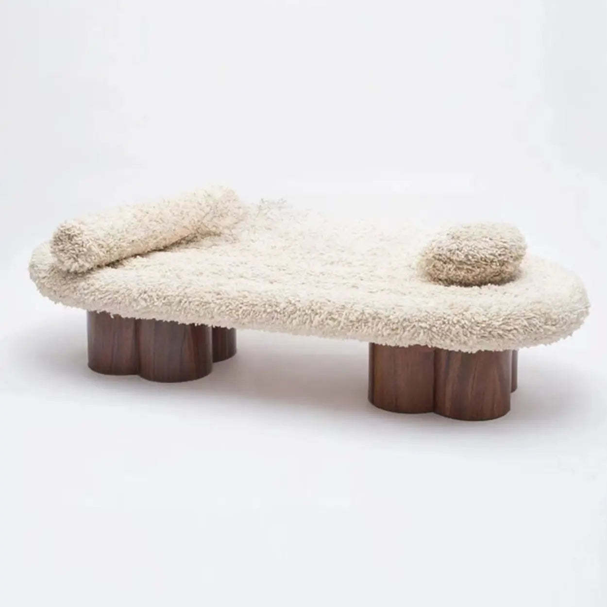 Modern Shearling Cloud Daybed with Wood Legs