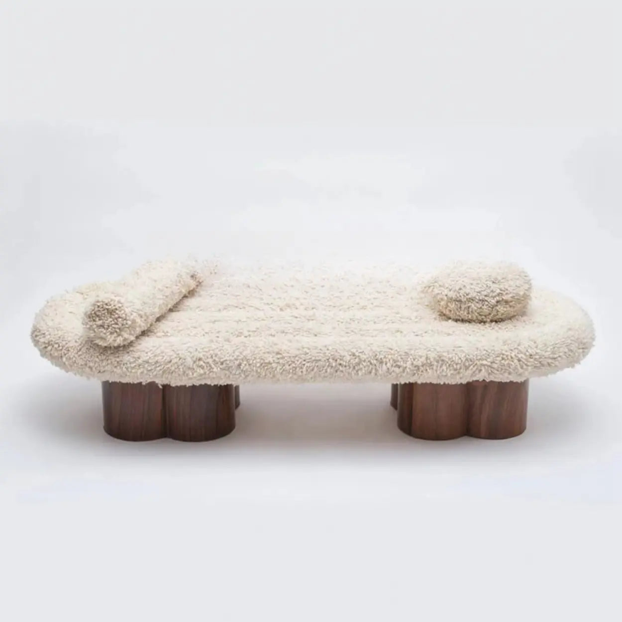 Modern Shearling Cloud Daybed with Wood Legs