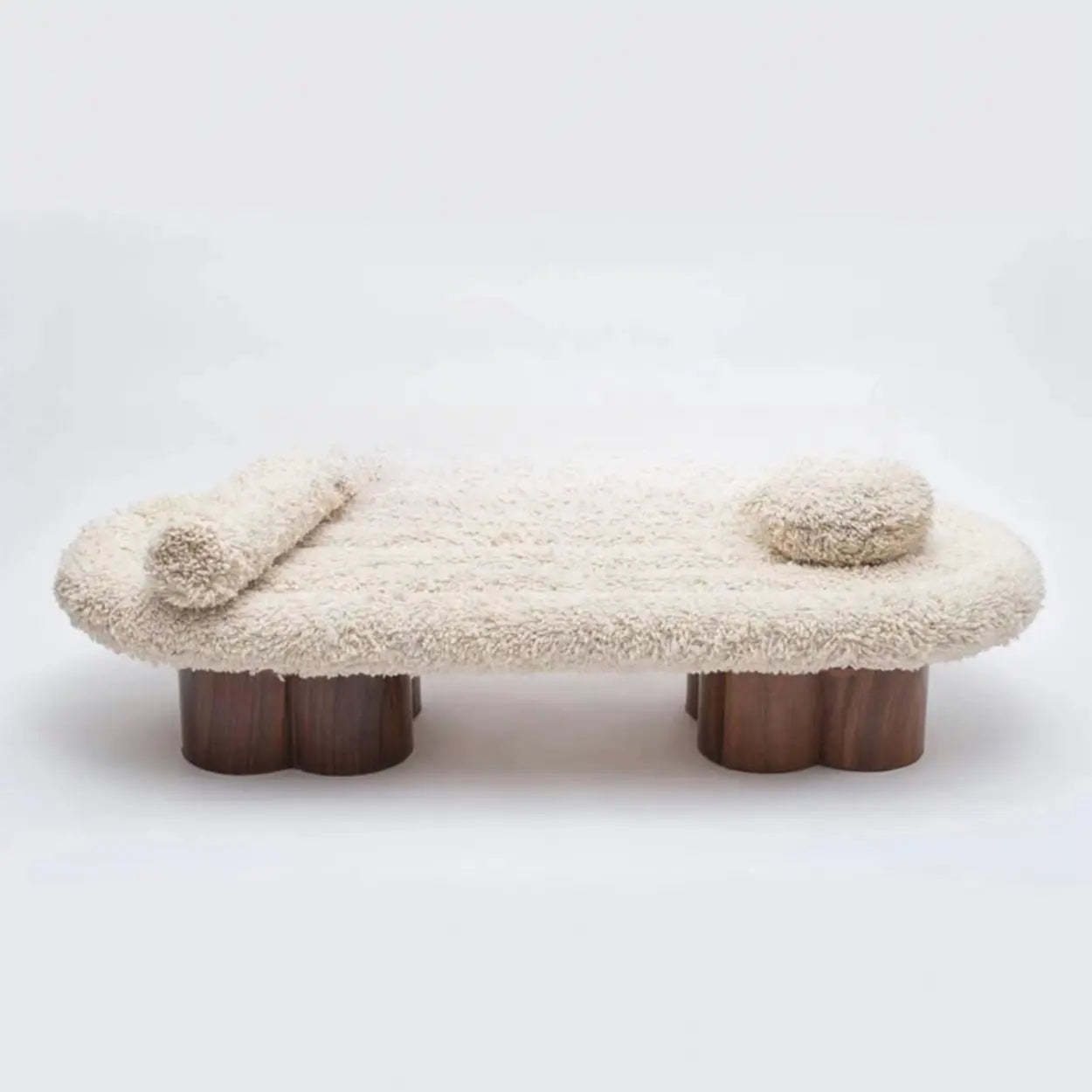Modern Shearling Cloud Daybed with Wood Legs