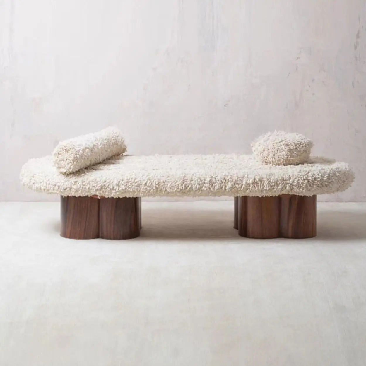 Modern Shearling Cloud Daybed with Wood Legs