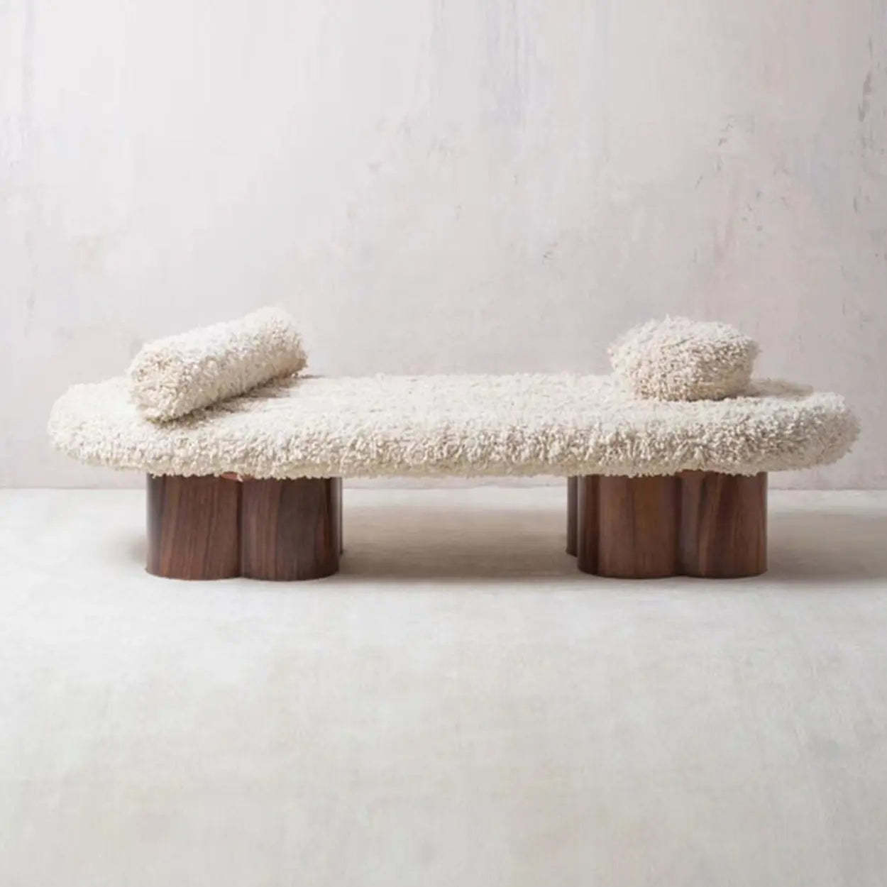 Modern Shearling Cloud Daybed with Wood Legs