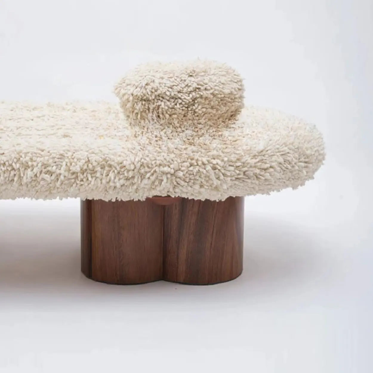 Modern Shearling Cloud Daybed with Wood Legs