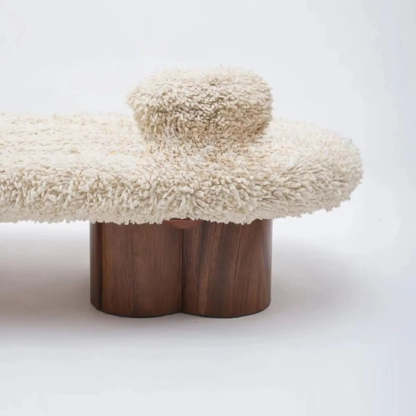 Modern Shearling Cloud Daybed with Wood Legs