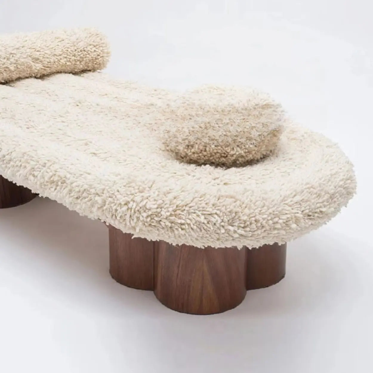 Modern Shearling Cloud Daybed with Wood Legs