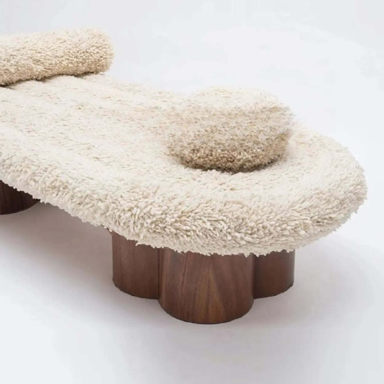 Modern Shearling Cloud Daybed with Wood Legs