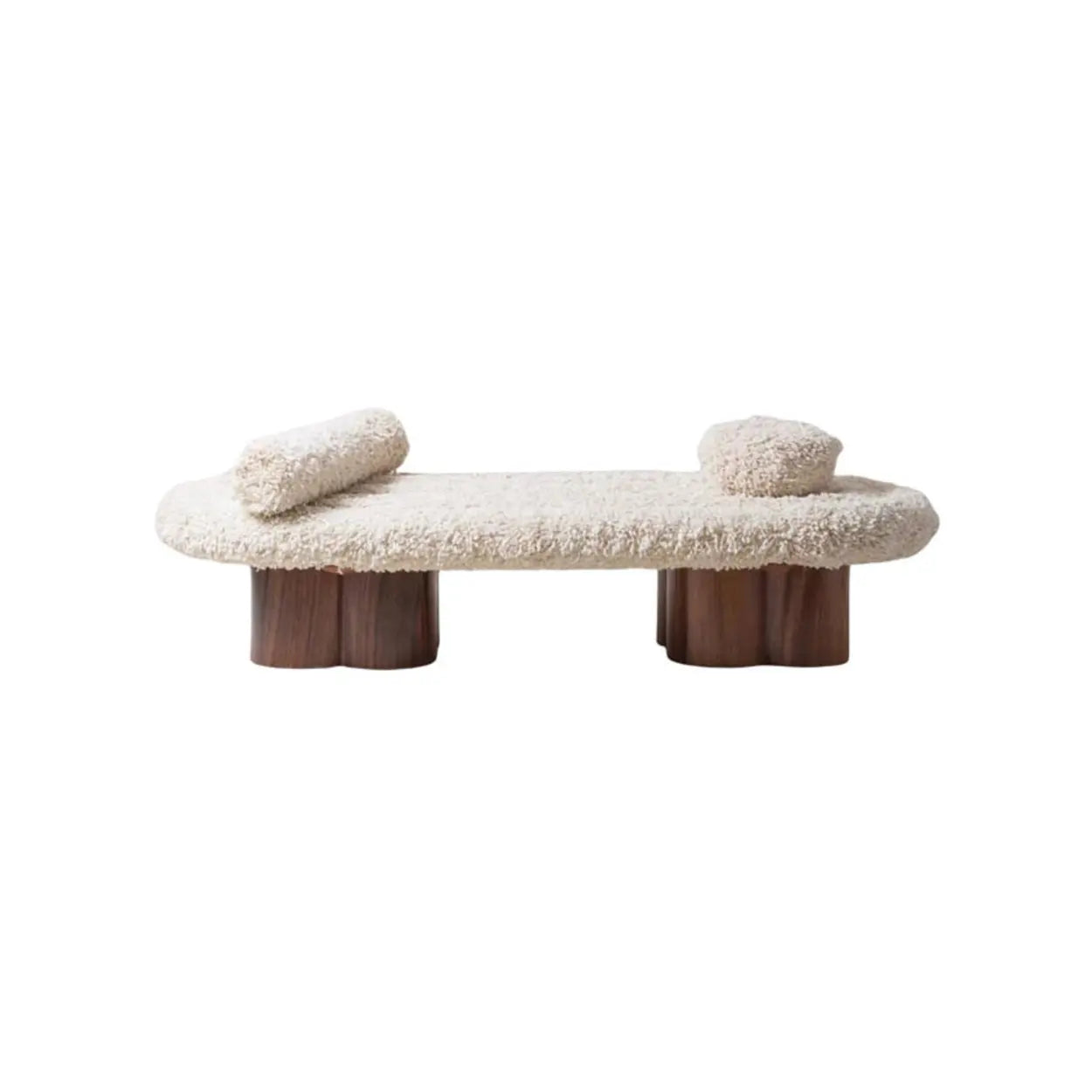 Modern Shearling Cloud Daybed with Wood Legs