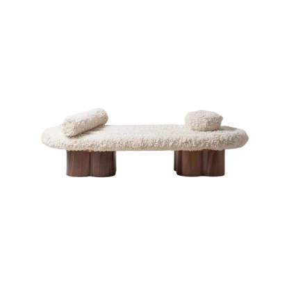 Modern Shearling Cloud Daybed with Wood Legs