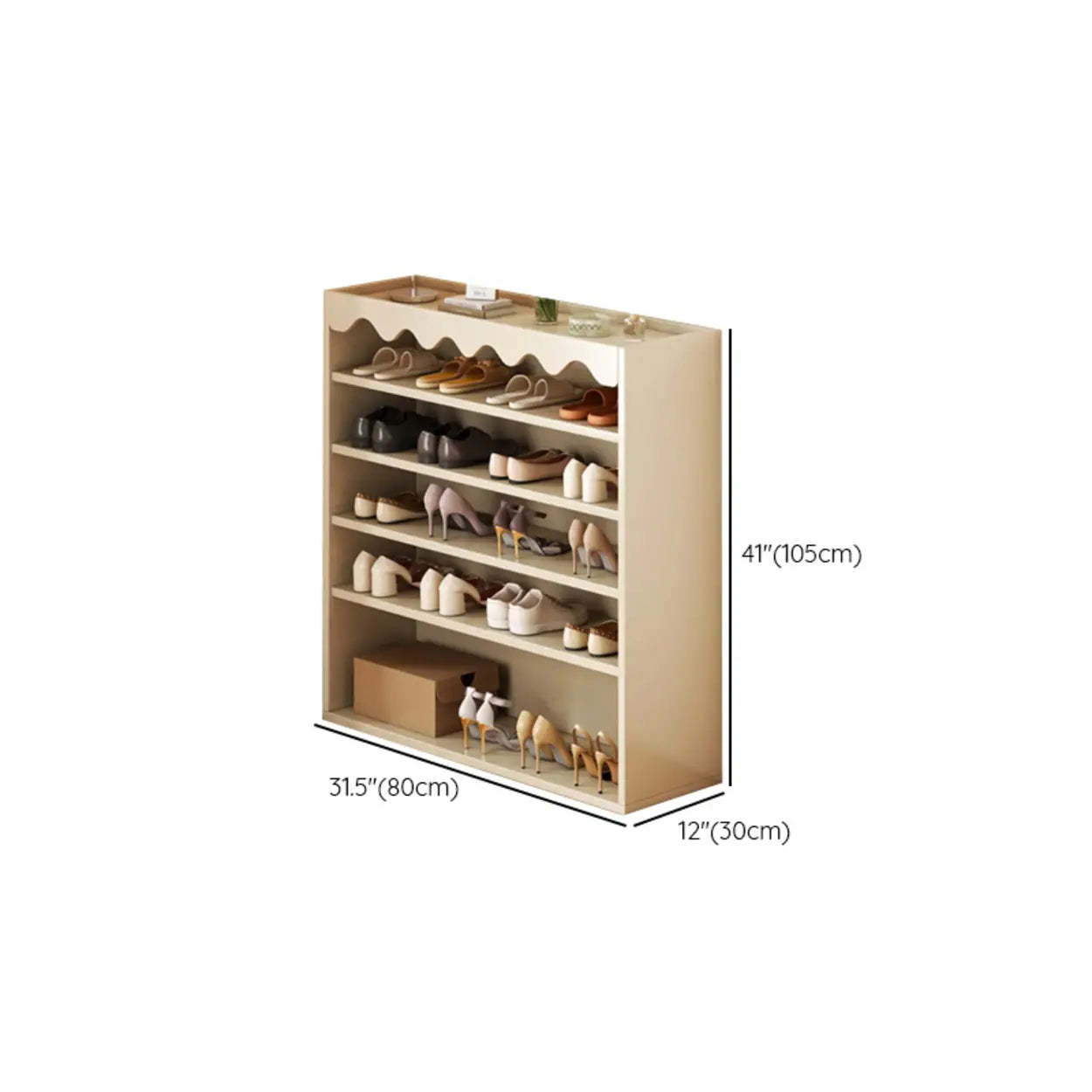 Modern Beige Wood 5-Tier Shoe Storage