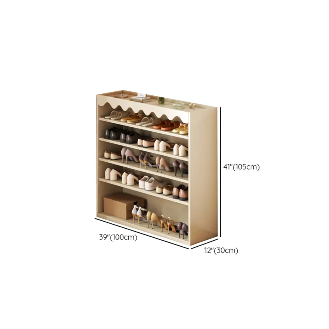 Modern Beige Wood 5-Tier Shoe Storage