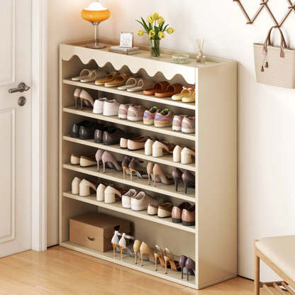 Modern Beige Wood 5-Tier Shoe Storage