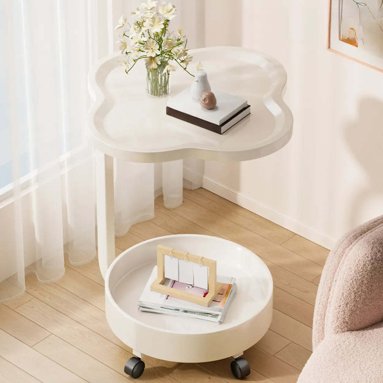 Modern Black Small Side Table with Shelf