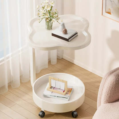 Modern Black Small Side Table with Shelf