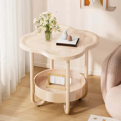 Modern Black Small Side Table with Shelf