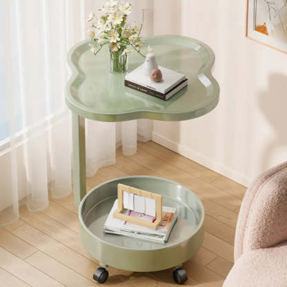 Modern Black Small Side Table with Shelf