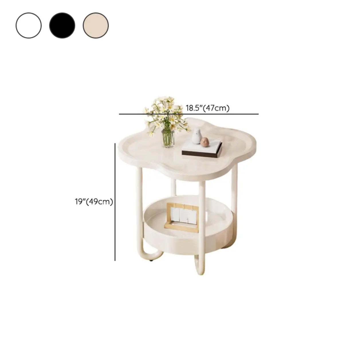 Modern Black Small Side Table with Shelf
