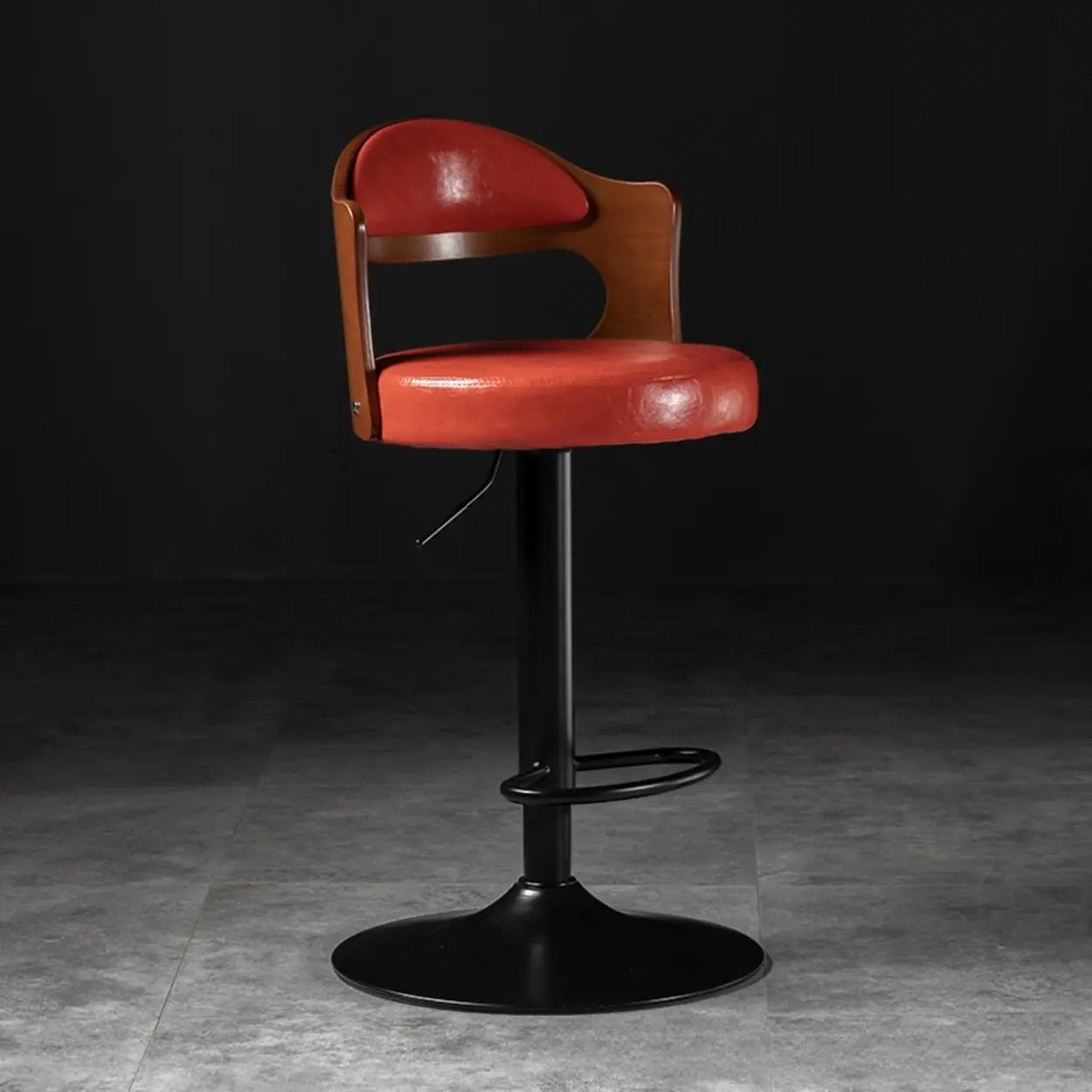 Modern Gray Round Rotatable Bar Stool with Back