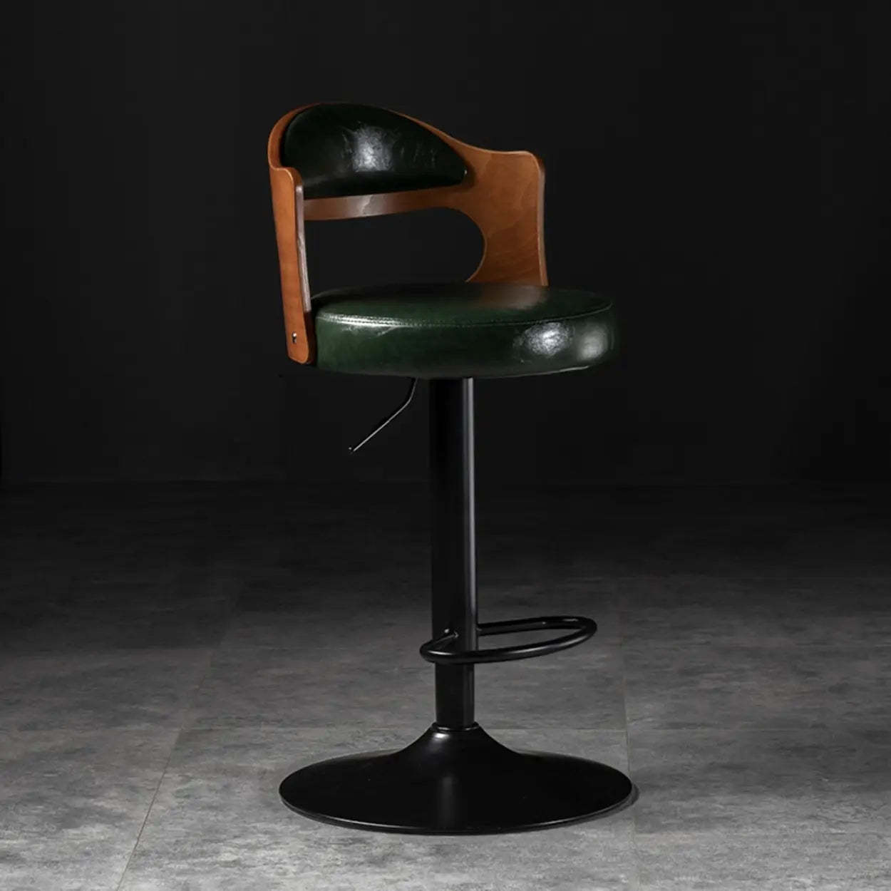Modern Gray Round Rotatable Bar Stool with Back — Blue