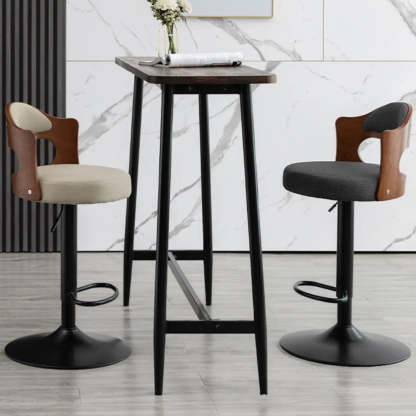 Modern Gray Round Rotatable Bar Stool with Back — Blackish Green