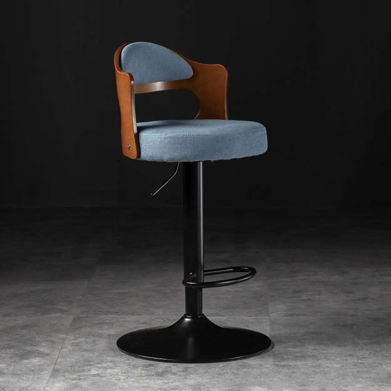 Modern Gray Round Rotatable Bar Stool with Back — Khaki