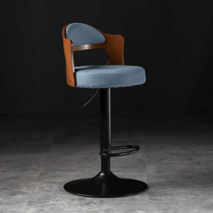 Modern Gray Round Rotatable Bar Stool with Back — Khaki