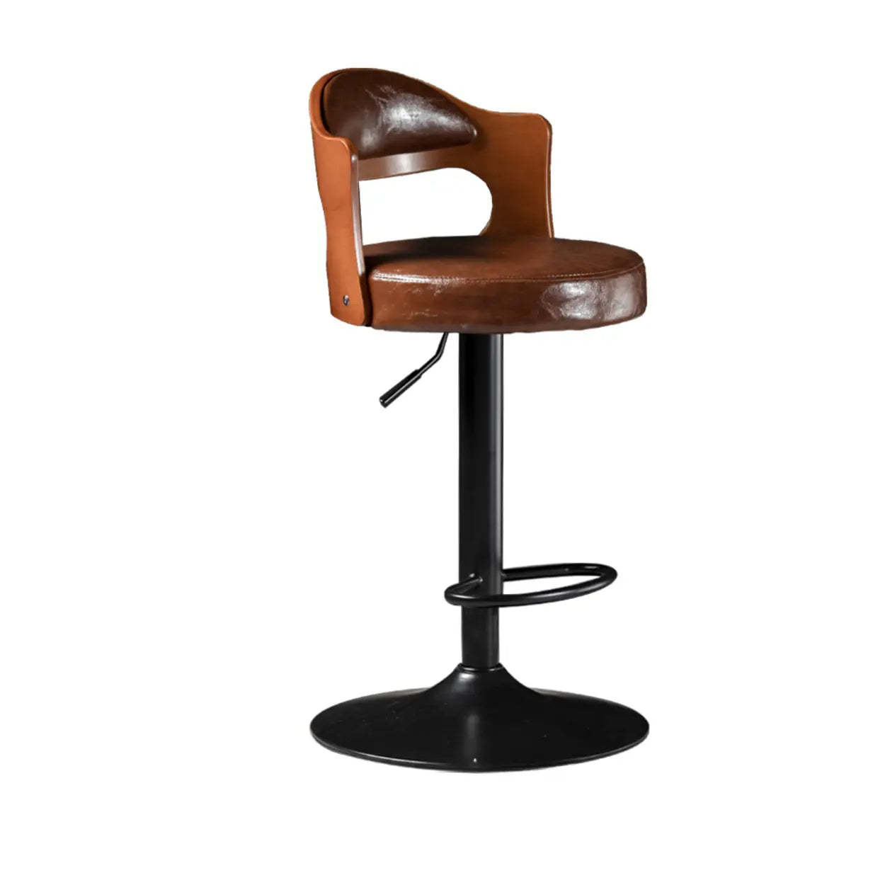 Modern Gray Round Rotatable Bar Stool with Back