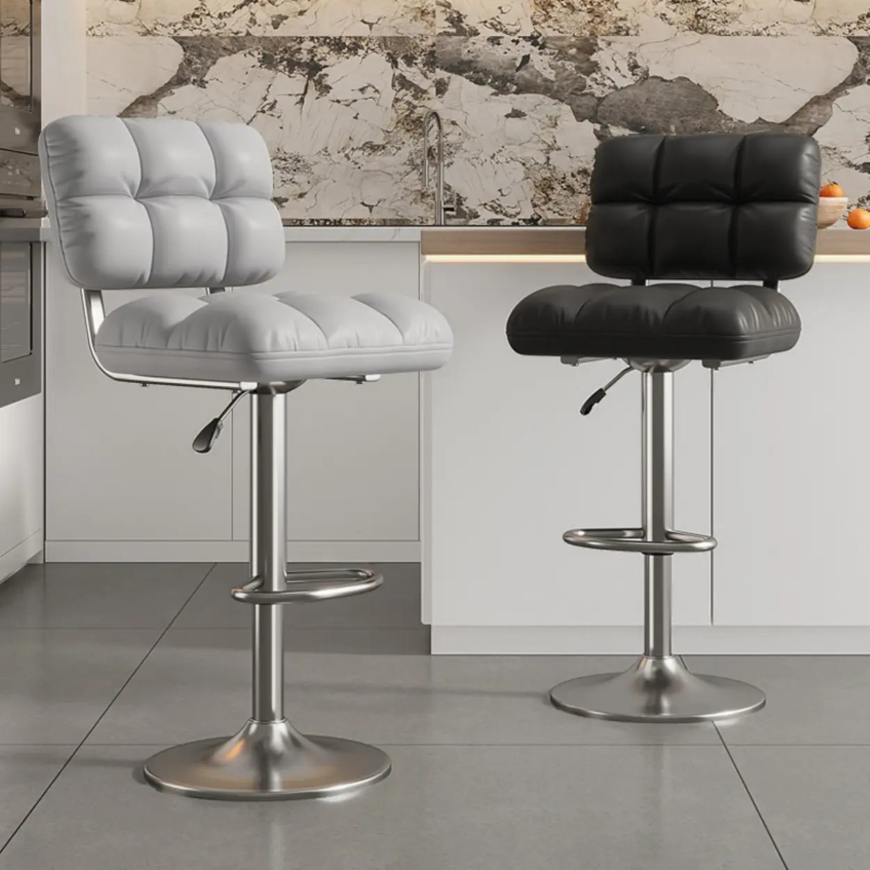 Green Rotating Adjustable Height Bar Stool — Black